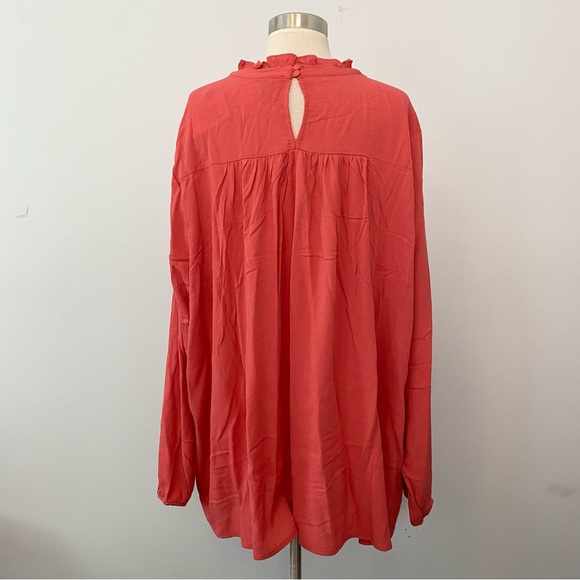 NWT Torrid Coral Crinkle Gauze Boho Relaxed Embroidered Blouse Women’s 3X - Picture 8 of 11